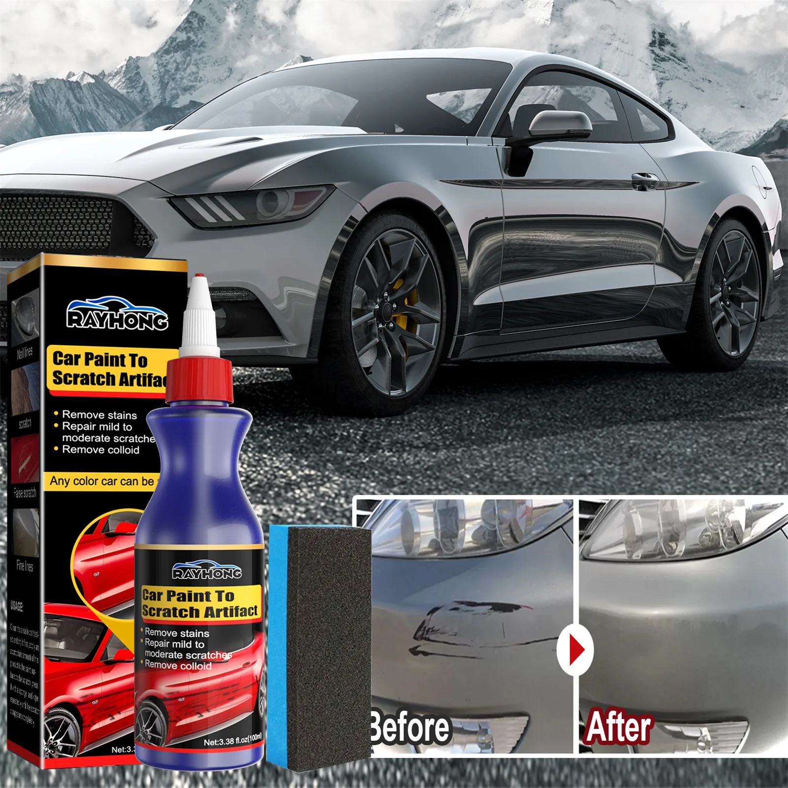 Car Scratch Remover Car Paint Restorer And Decontamination Clean Detailing Supplies For Removing Mild Paint Scrapes Scuffs Car Scratch Remover