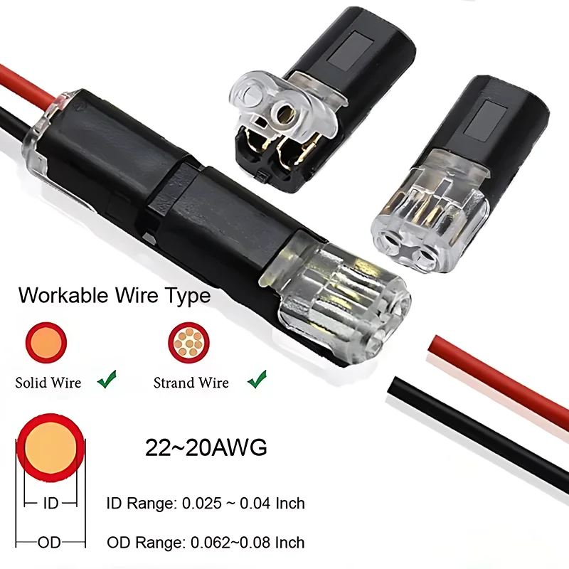 10 Pieces Pluggable LED Wire Connectors Professional Low Voltage Wire