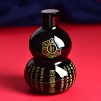 AAA+ 100% 8cm black obsidian Buddhism The six syllable Mantra Gourd black obsidian Om Mani Padme hum Buddhism Gourd buddhist 1