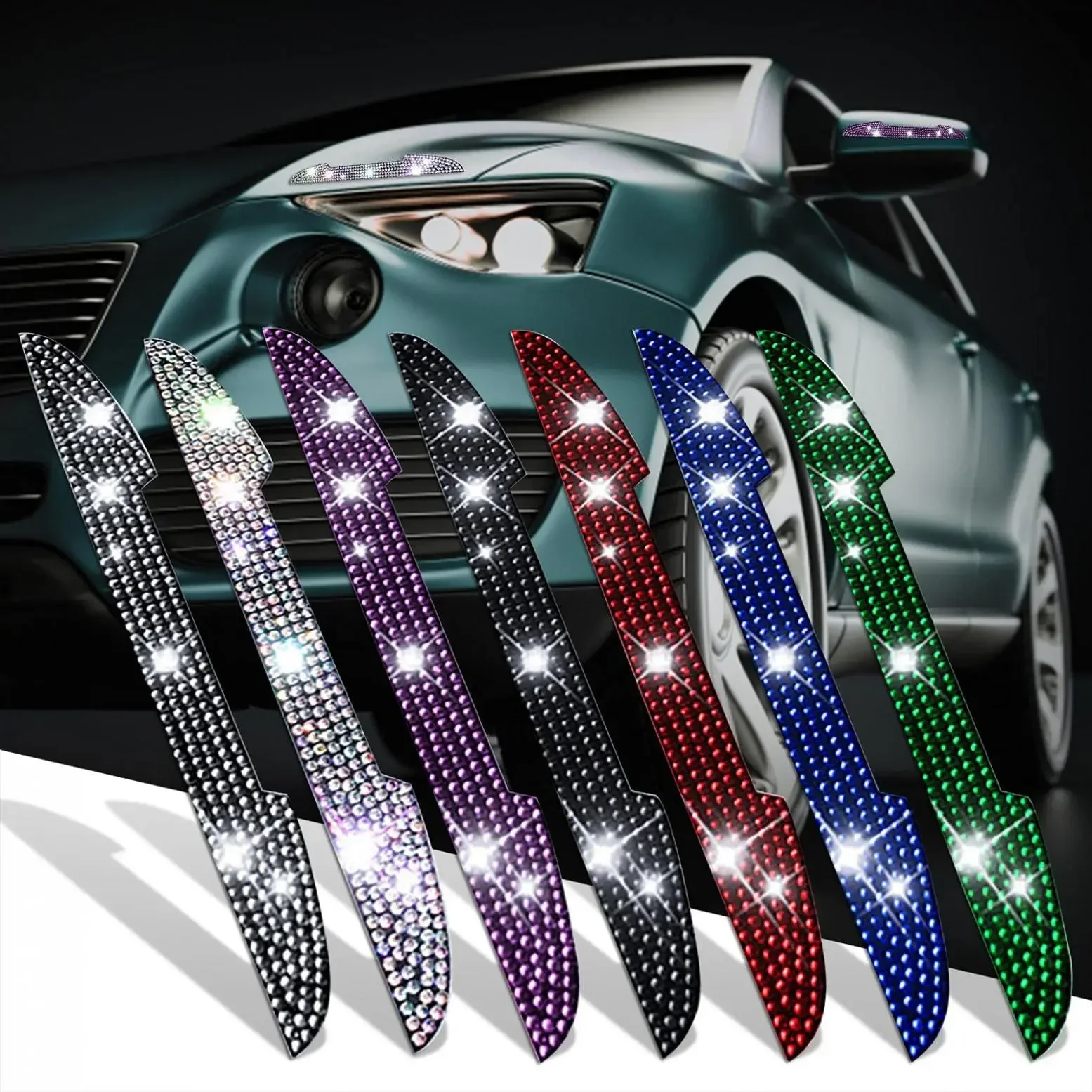 Bling Diamond Car Anti-Collision Strip Rearview Mirror Car Door Handle Prevent Decoration Rhinestone Scratch Resistant Strip