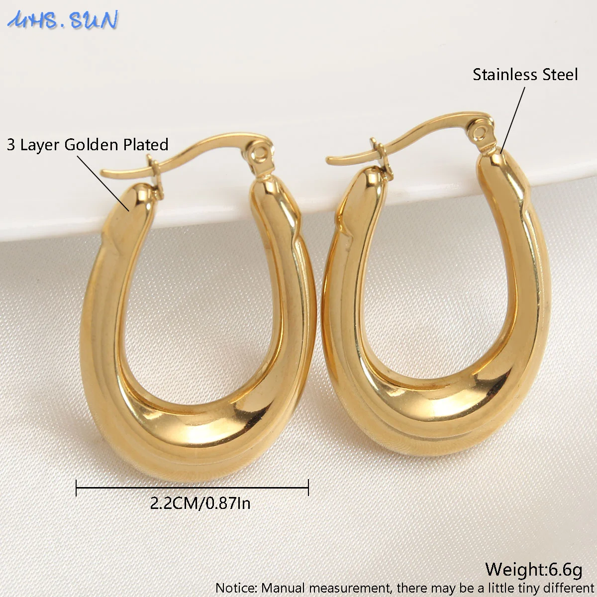 Hochwertige, dicke, glatte Creolen aus Edelstahl, minimalistische, hohle, geometrische Ohrschnalle für Frauen, Piercing-Schmuck, Geschenke – Detail 16