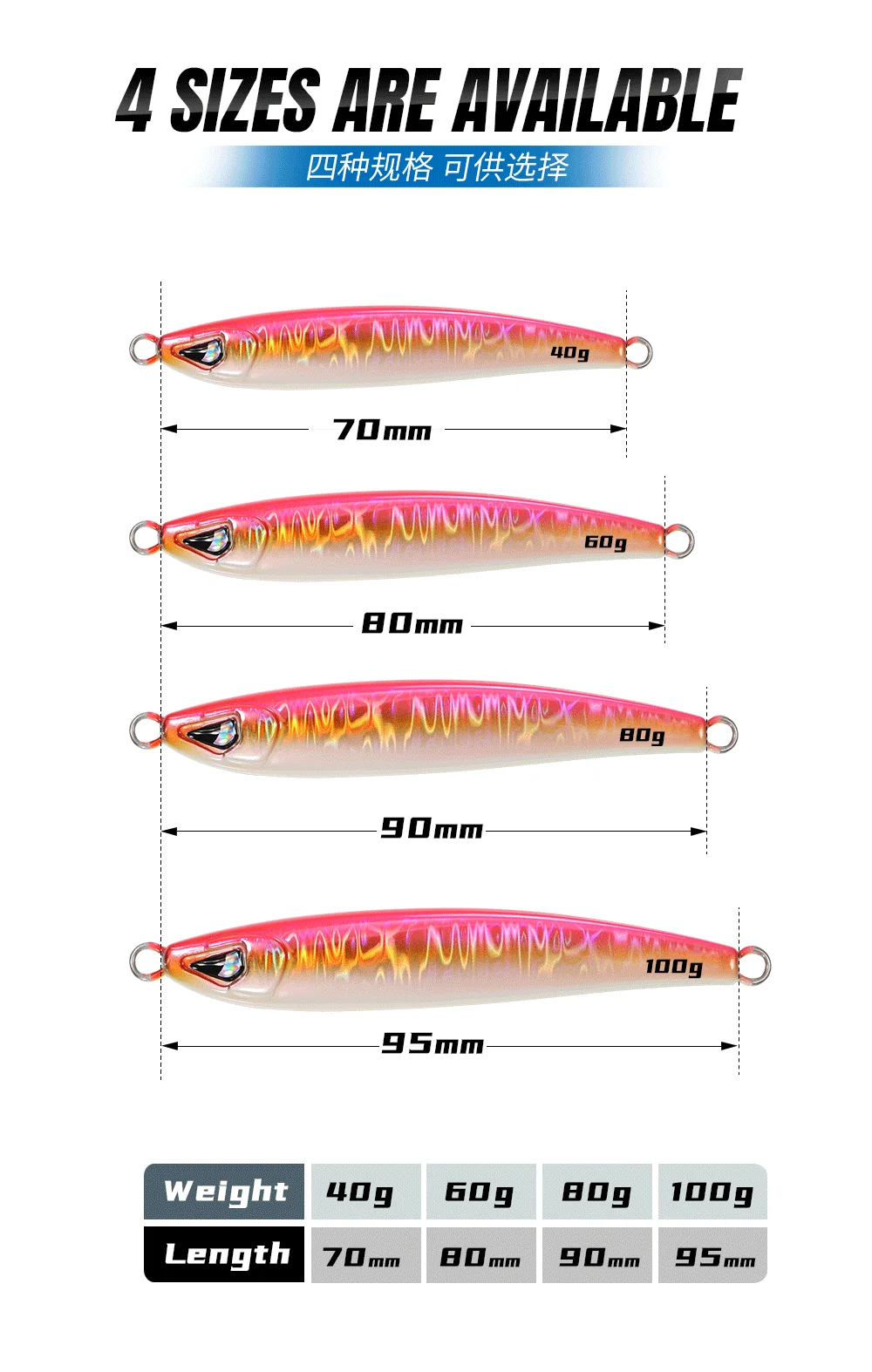 JIGGINGPRO 40g 60g 80g 100g Metall-Jigs zum Werfen, Salzwasser-Angelköder, Harter Köder für Meeresfischerei, Künstlicher Köder, Jigging-Köder – Detail 3