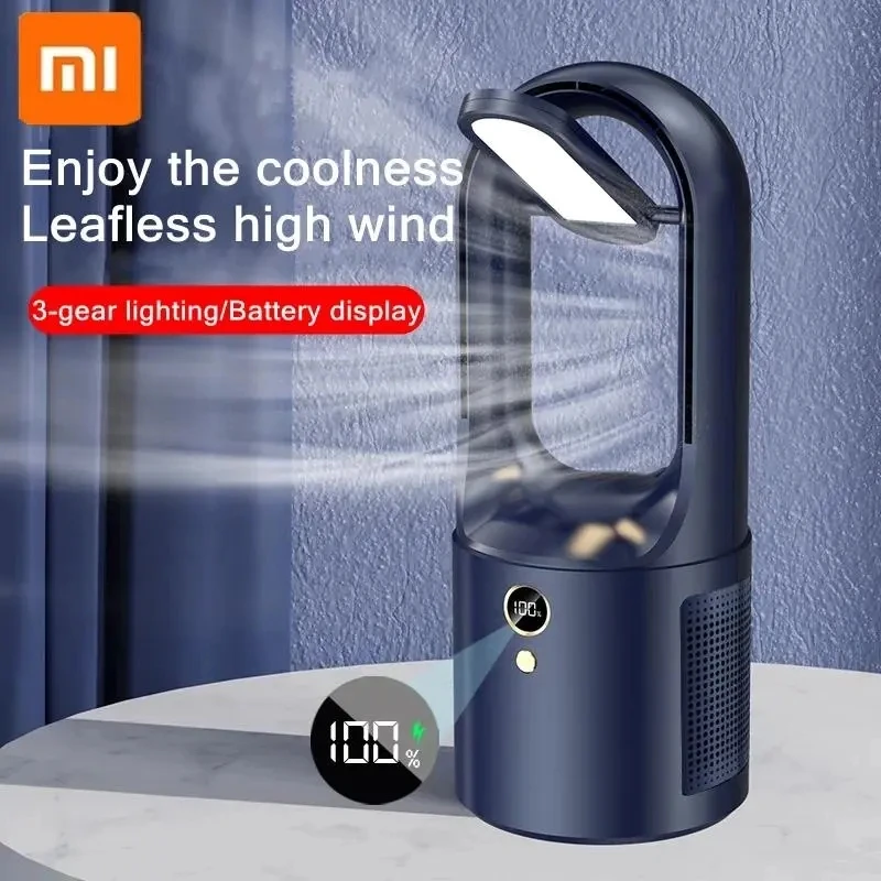 

Xiaomi Home Use Electric Bladeless Table Fan Cooler USB Charging Portable Wireless Mini Cooling Fan Ultra Quiet LED Night Light