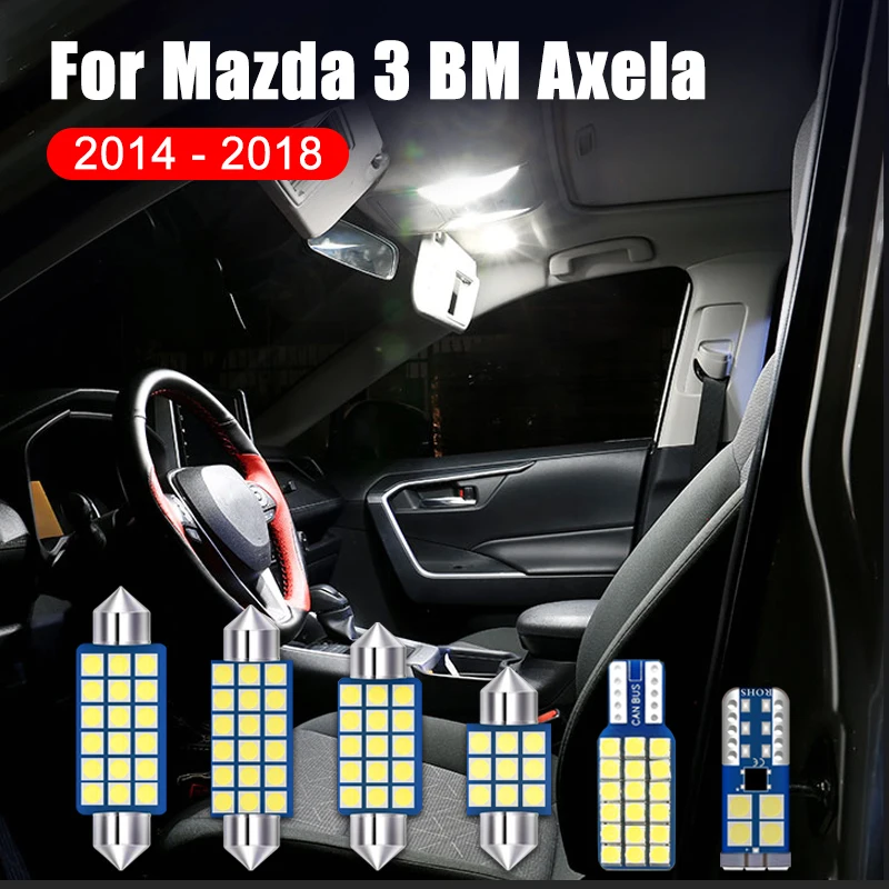

5PCS Car LED Bulbs Interior Reading Lamps Trunk Light For Mazda 3 BM Axela Hatchback Sedan 2014 2015 2016 2017 2018 Accessories