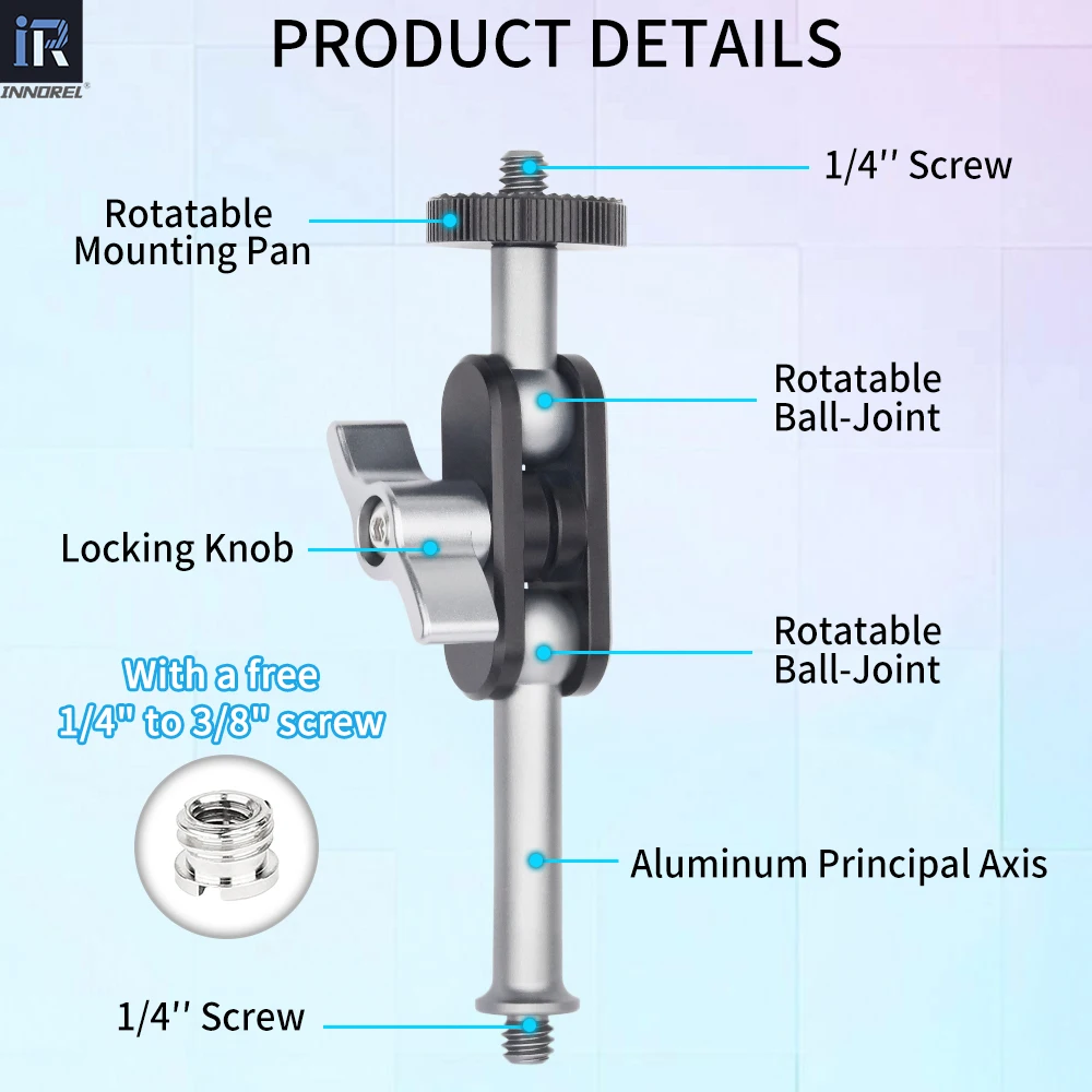 Universal Magic Arm with Dual Ball Head with 1/4" Screw Phone Tripod for tripod Stand for Cell Phone Articulating Magic Arm