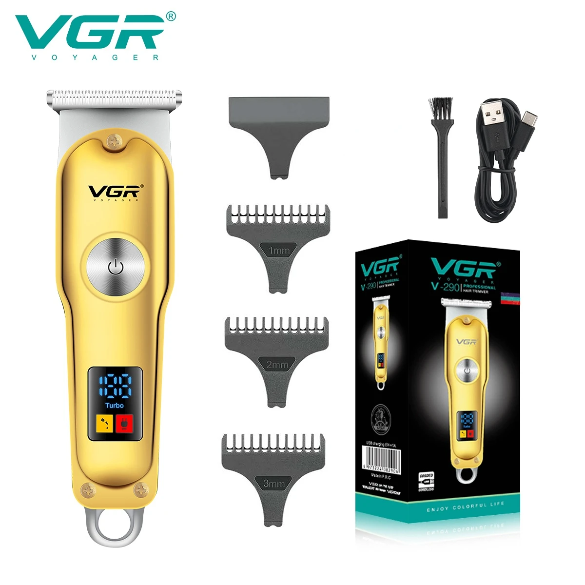 Hair Trimmer Cordless Clipper Electric Barber Digital Display for Men V-290