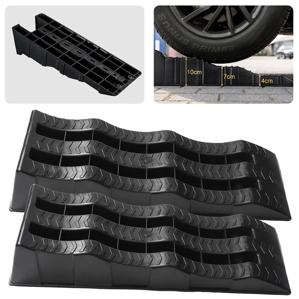 2 Stücke Auto Service Rampen RV Nivellierung Rampe 3,5 Tonnen Heavy Duty Lkw Fahrzeug Rampen 3500 kg Low Profile Kunststoff Laden Zugang Rampen – Detail 4