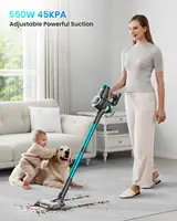 Cleaner, 550W/45Kpa/60Mins Vacuum Cleaners for Home, Self-standing Stick Vacuum with LED Display, Rechargeable Cordless Vacuum, 2