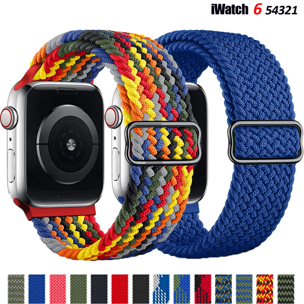 

Braided Solo Loop Strap For Apple watch band 45mm 41mm 44mm 40mm 38mm 42mm Nylon Adjustable Elastic bracelet iWatch 3 4 5 se 6 7