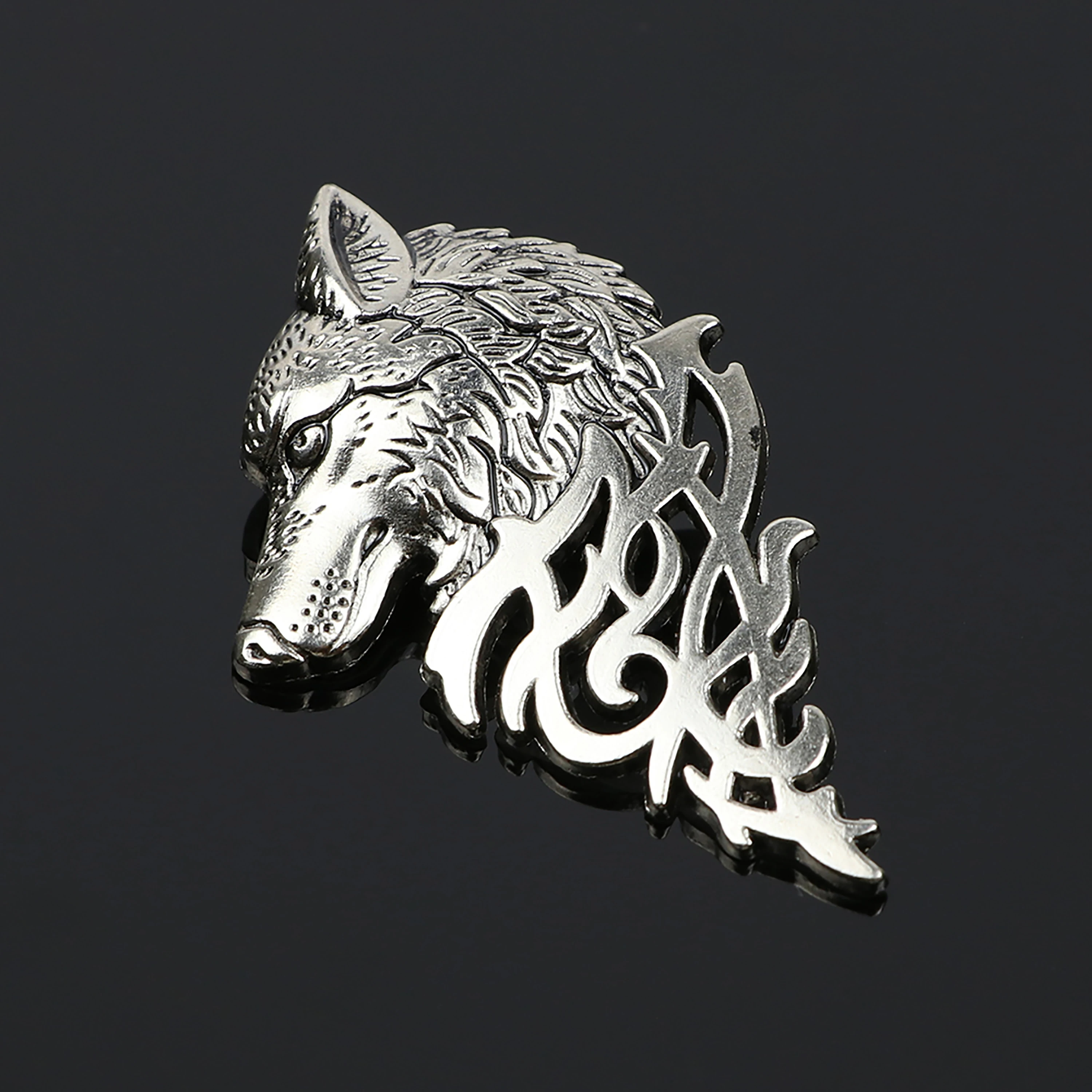 Vintage Gold Silver Brooches For Women Men Lapel Pin Wolf Collar