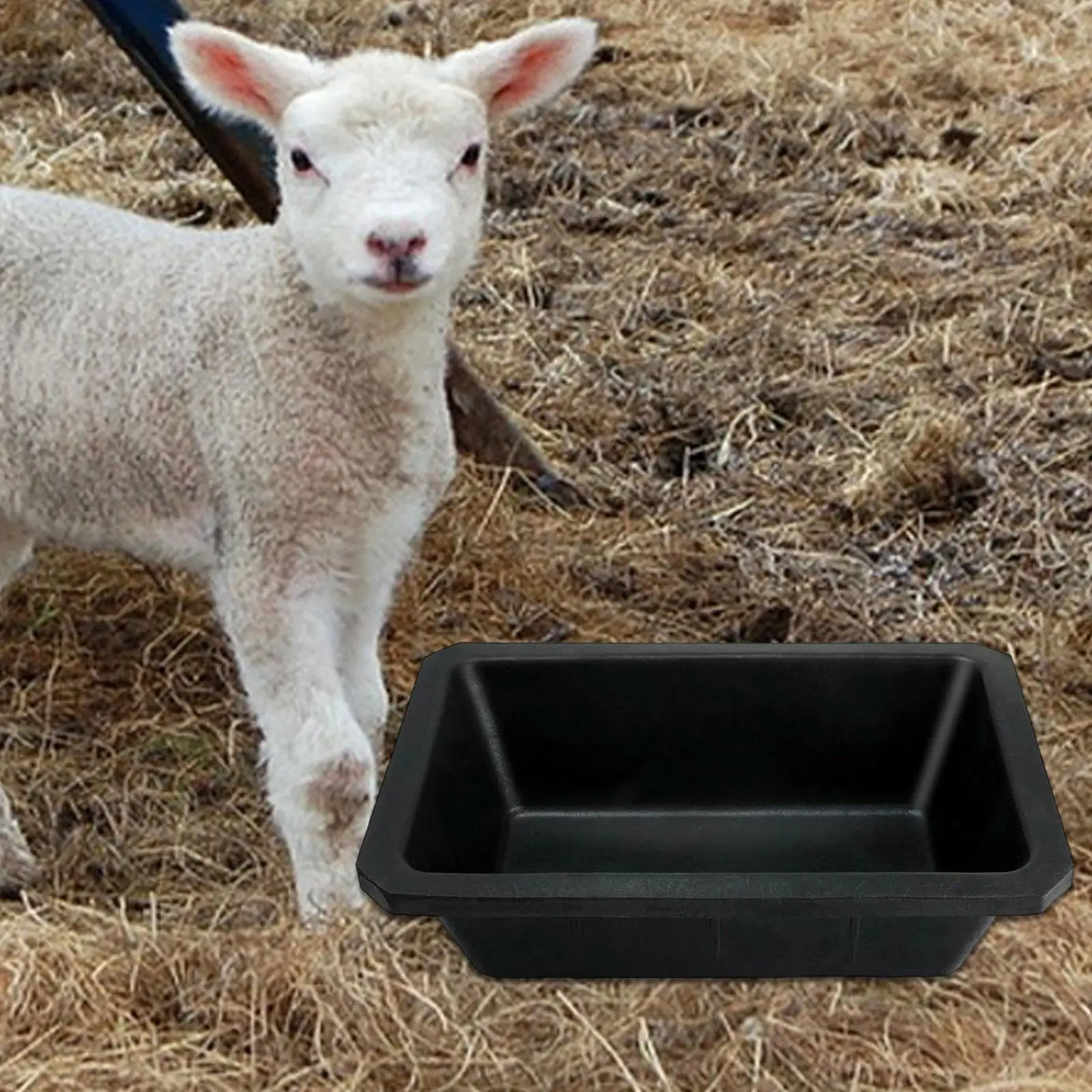 Rubber feed Pan Horse feed Bucket Trough Rectangle Basin Animal Feeding Bowl Dog Food Water Bowl for Easy to Clean