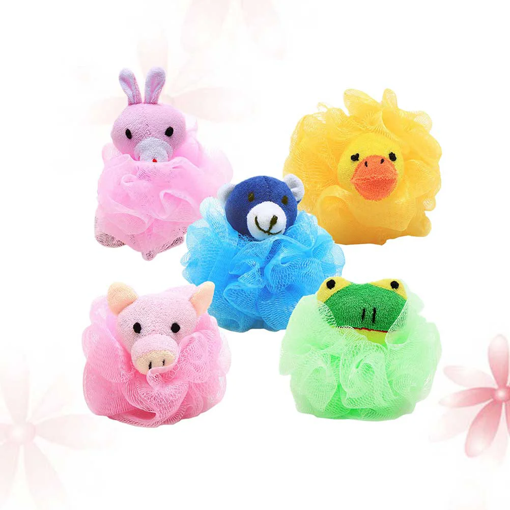 

Shower Loofah Pouf: 4pcs Kids Bathing Loofah Sponge Children Shower Skin Exfoliating Scrubber Deep Cleaning Sponge Balls Random