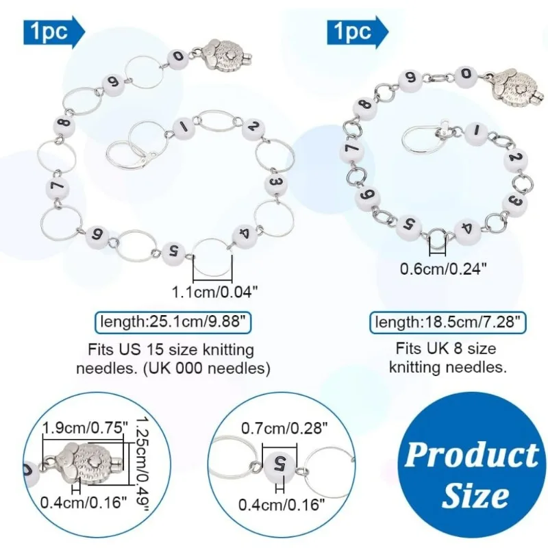2 Pcs 2 Styles Sheep Charm Knitting Row Counter Chains 0~9 Number Stitch Markers Acrylic Beads Crochet Stitch Marker Charms crochet stitch markers