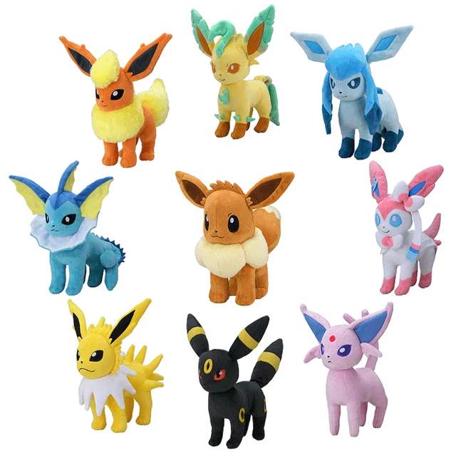 Pokemon Plush Toys Eevee Evolution Sylveon Flareon Jolteon Umbreon Vaporeon Pikachu Stuffed Animal Soft Dolls Kids Baby Gift 1
