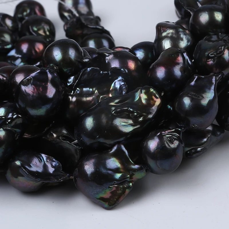 

16-17mm AAA Natural Black Real Loose Beads Freshwater Large Huge Baroque Pearl Strands