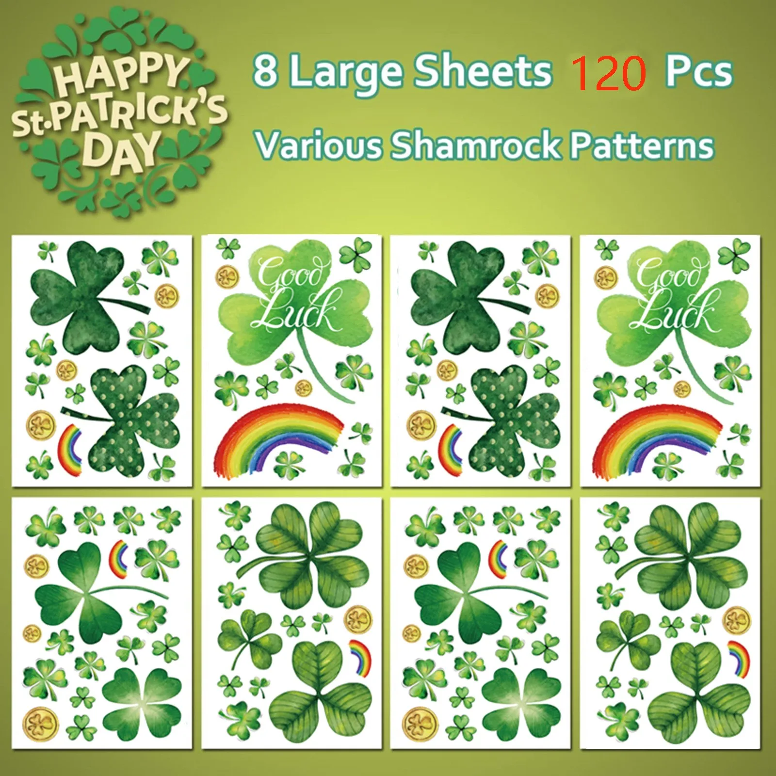 

2024 New St Patricks Day Lucky Window Clings Stickers For St Patricks Day Decorations 120 Pcs Reusable Static Window Decor