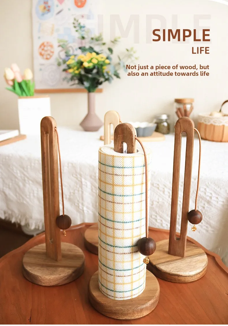 Solid Wood Kitchen Paper Towel Holder