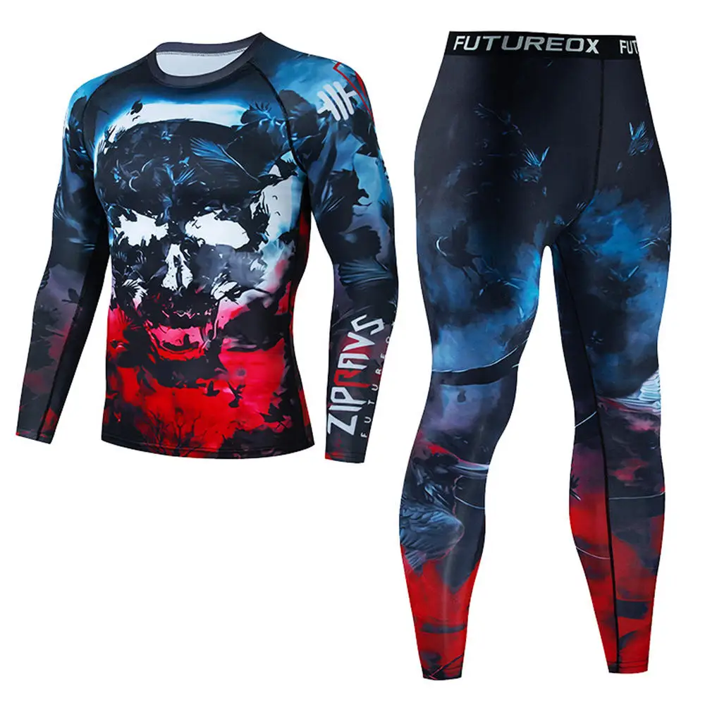 Men's Muay Thai Men MMA Kickboxing Sport Suit BJJ Rashguard T Shirts Rash Guard Fitness Tracksuit Boxing Jersey Running Set 30