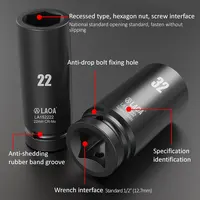 LAOA 17-32mm Hex Socket Wrench 1/2 inch Head Used on Ratchet Wrench Drill Torque Spanner Deep Sleeve for Pneumatic Electric Tool 2