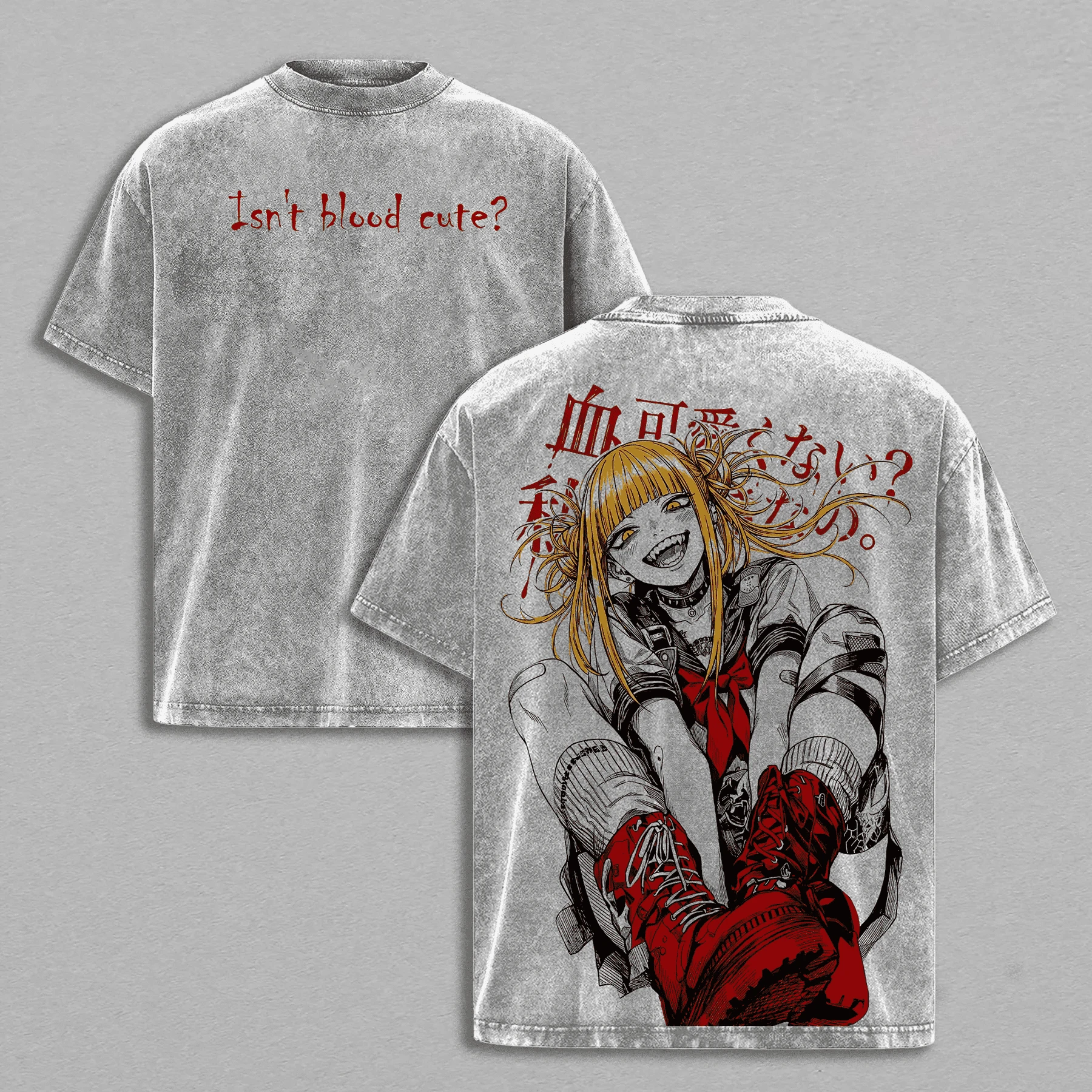 Himiko Toga Vintage Washed Anime T-Shirt - Harajuku Style Cotton Short Sleeve Tee