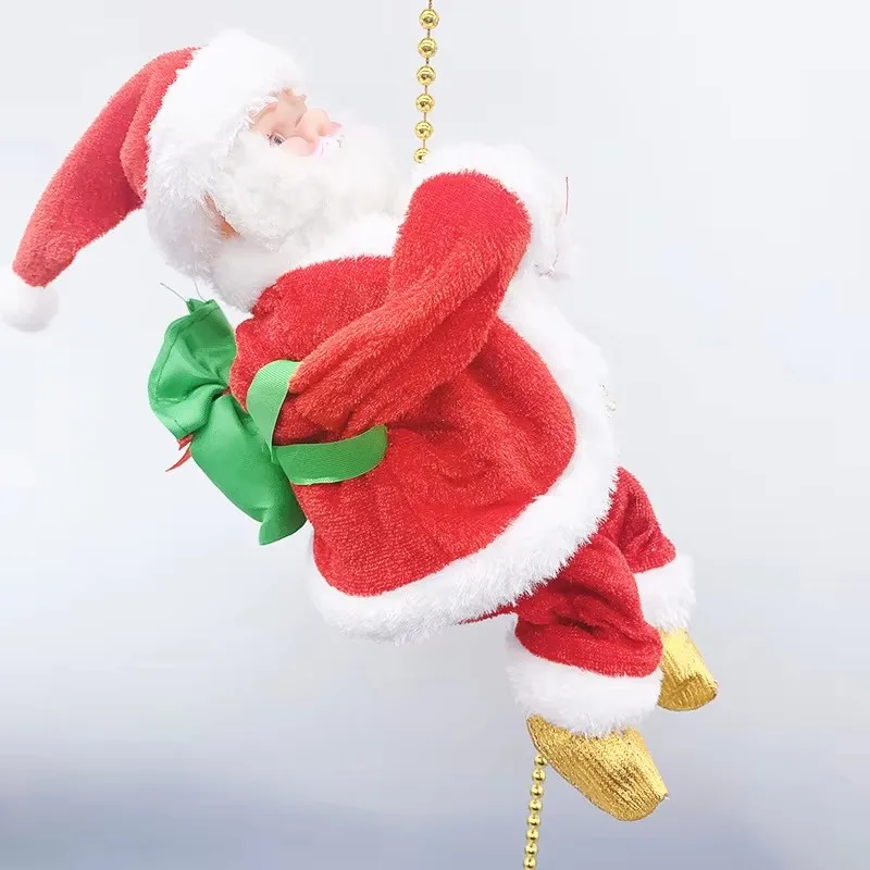Electric Santa Claus Climbing Rope Ladder With Music Toy For Christmas Tree Home Decoration New Year Gifts Ornaments