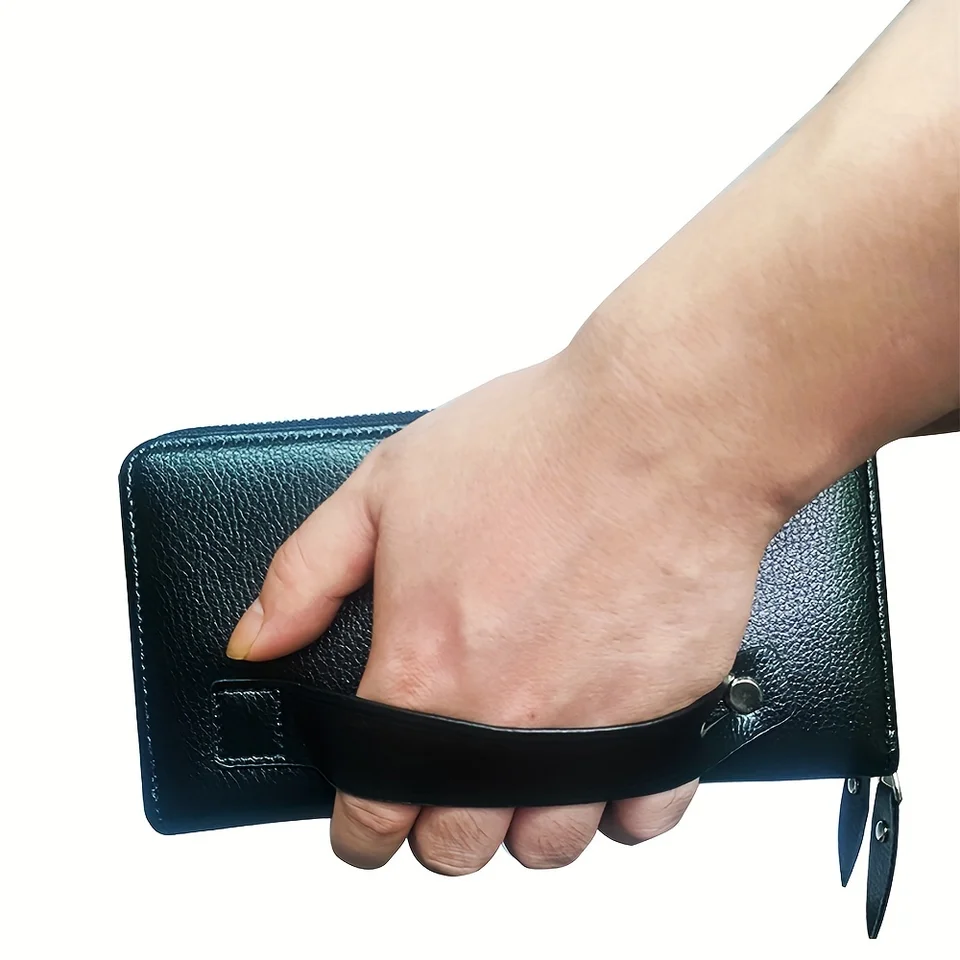 Portafoglio da uomo in pelle lunga per cellulare da lavoro