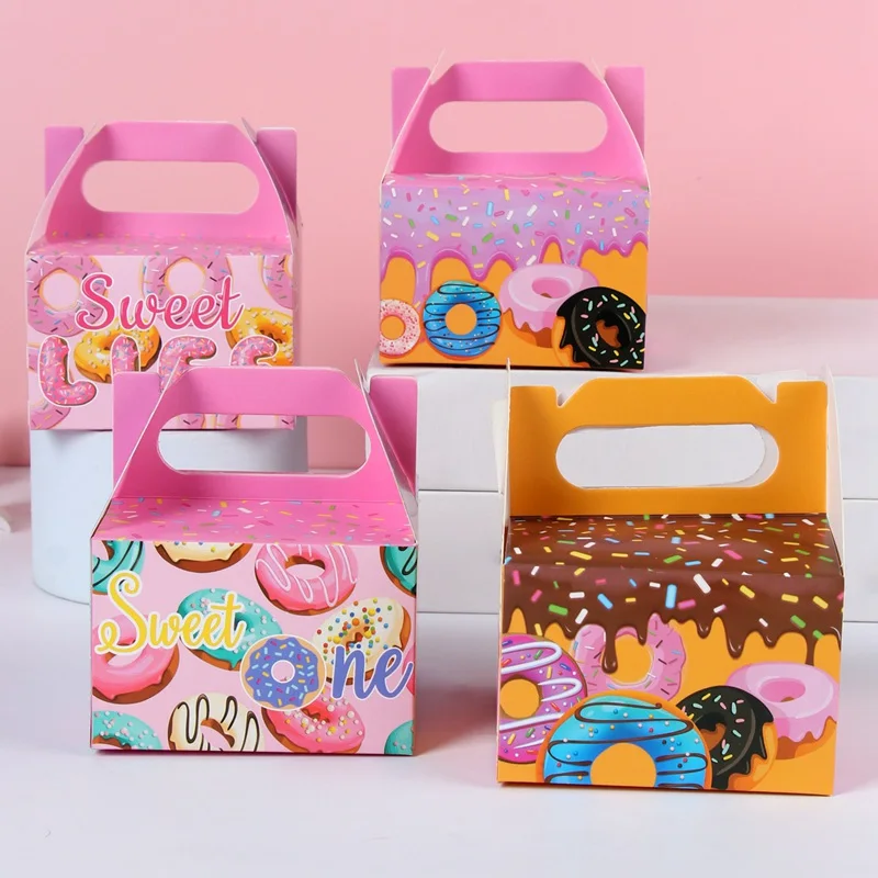 Description Picture 2 of itemDonut Theme Party Candy Gifts Box Doughnut Birthday Party Decor Kids Baby Shower Wedding Party Supplies Gift Packaging Box Bags