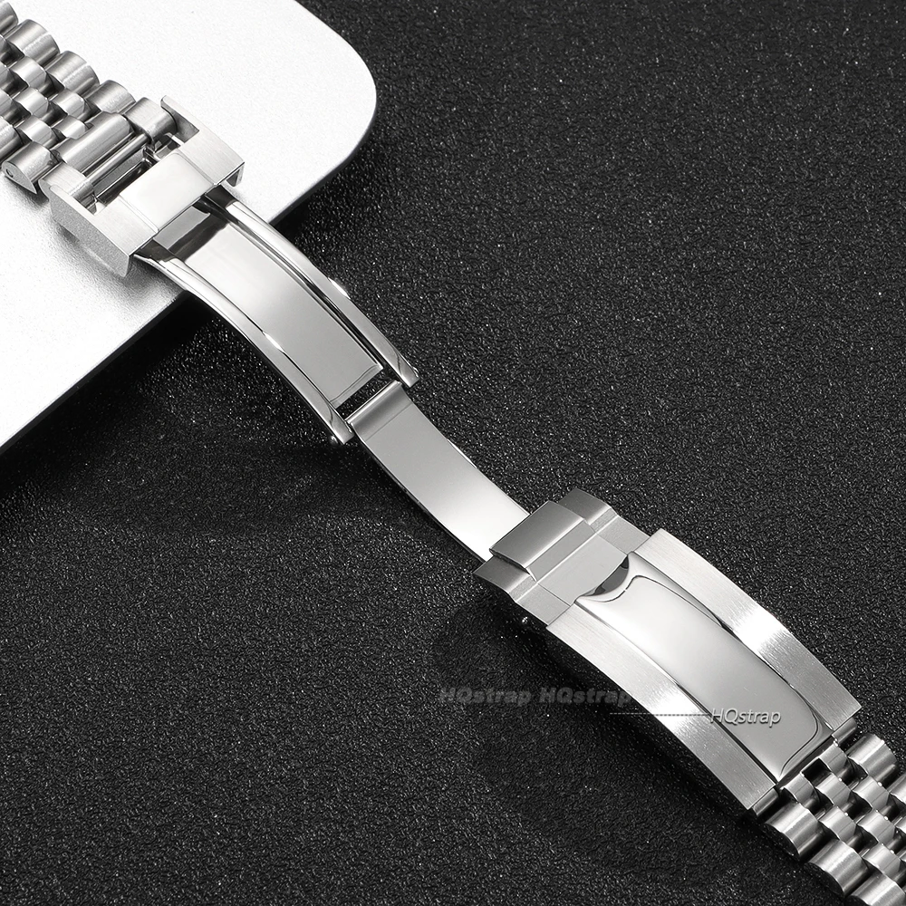 Luxury Stainless Steel Watch Strap with Flat Curved End Bracelet Design