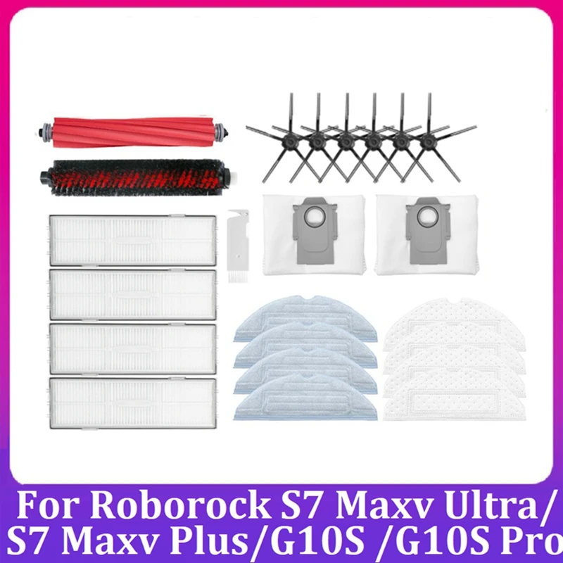 

Promotion!23Pcs Accessories Kit For Roborock S7 Maxv Ultra/S7 Maxv Plus/G10S /G10S Pro Robot Vacuum Cleaner Main Side Brush Filt