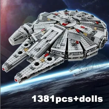 1381PCS New Ultimate Spaceship fighter Space Millennium Falcon ship model building block toy for children's birthday party gifts