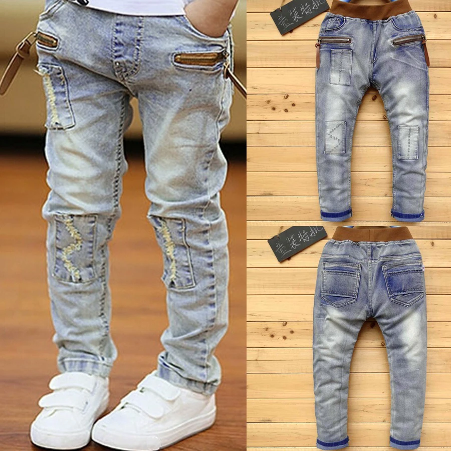 Kids Pants Boys Jeans 4-11 Years Boys Clothes Slim Straight Jeans Classic Bottoms Children Denim Clothing