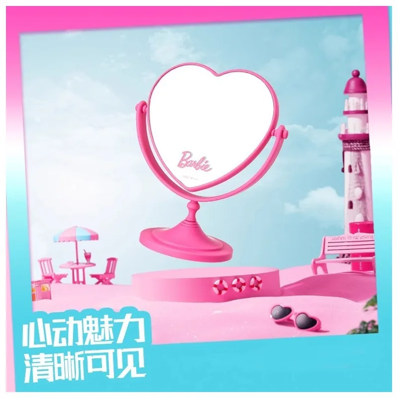 

MINISO Cartoon Anime Barbie Series Love Heart Shaped Makeup Mirror Desktop Ornaments Beauty Tools Mirrors Girl Birthday Gift