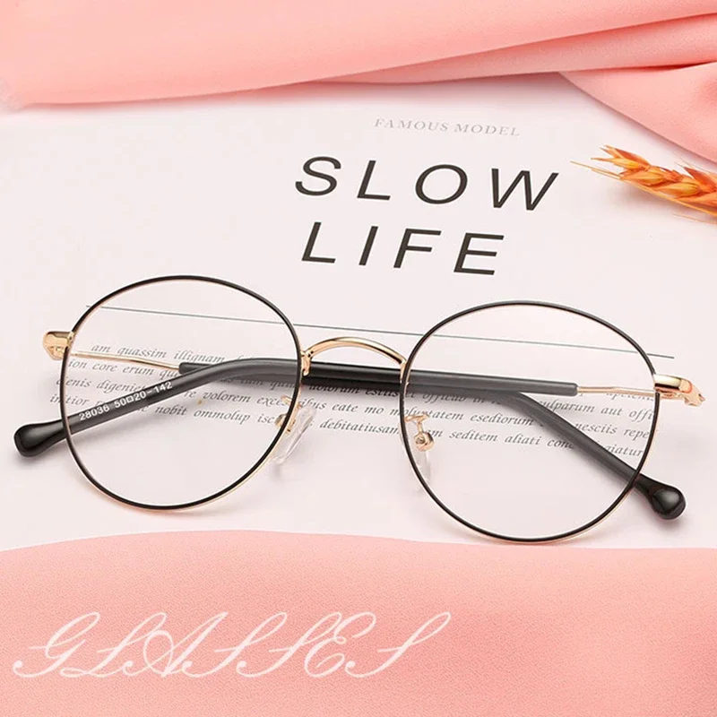 Prescription Eyeglasses Women Men Round Finished Myopia Glasses Unisex Short-sight Eyewear -1.0 -1.5 -2.0 -2.5 -3.0 -4.0 -5.0 -6 2