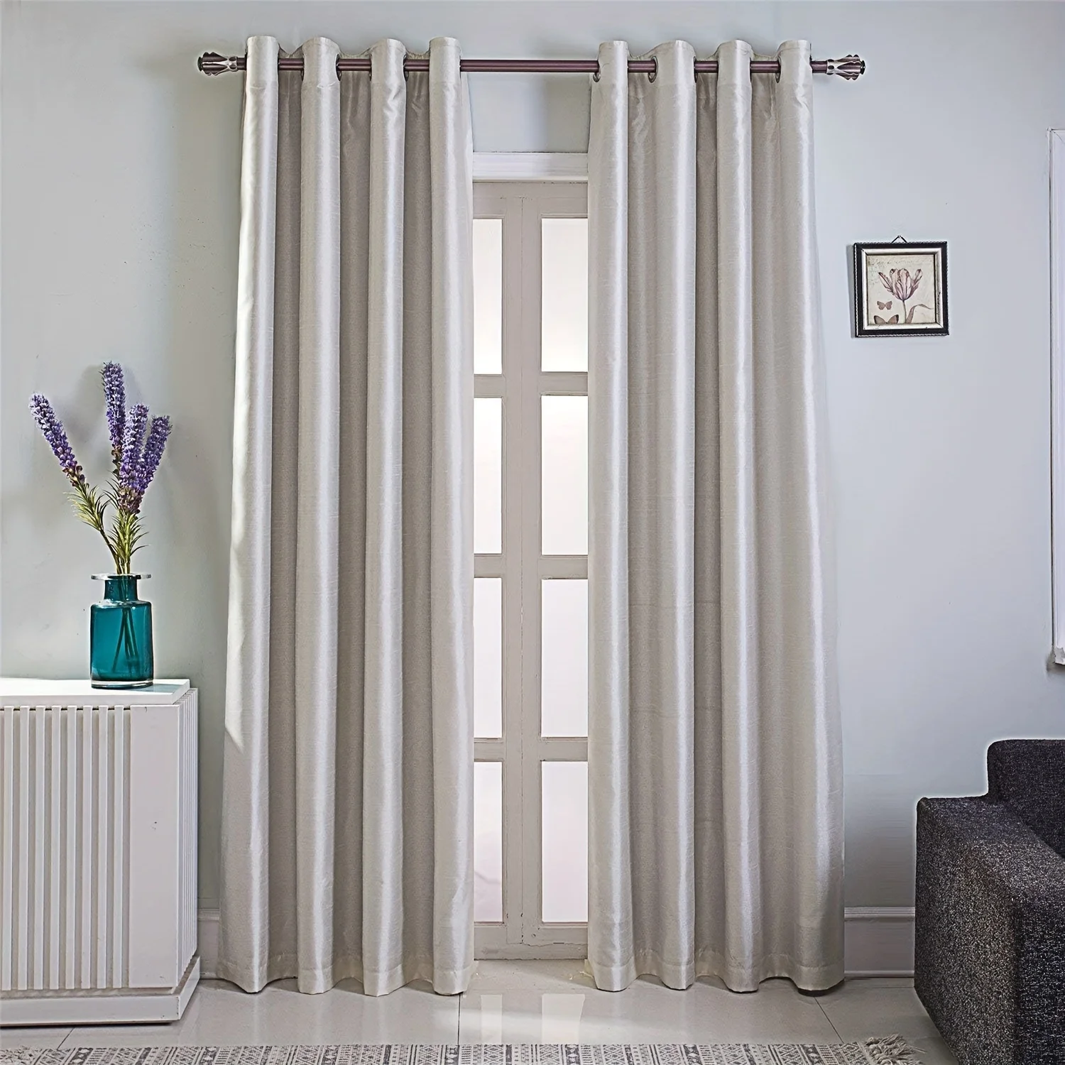 

Faux Silk Room Darkening Drapes Curtains, Fully Lined Solid Color Window Treatment Drapes for Bedroom and Living Room Thermal I