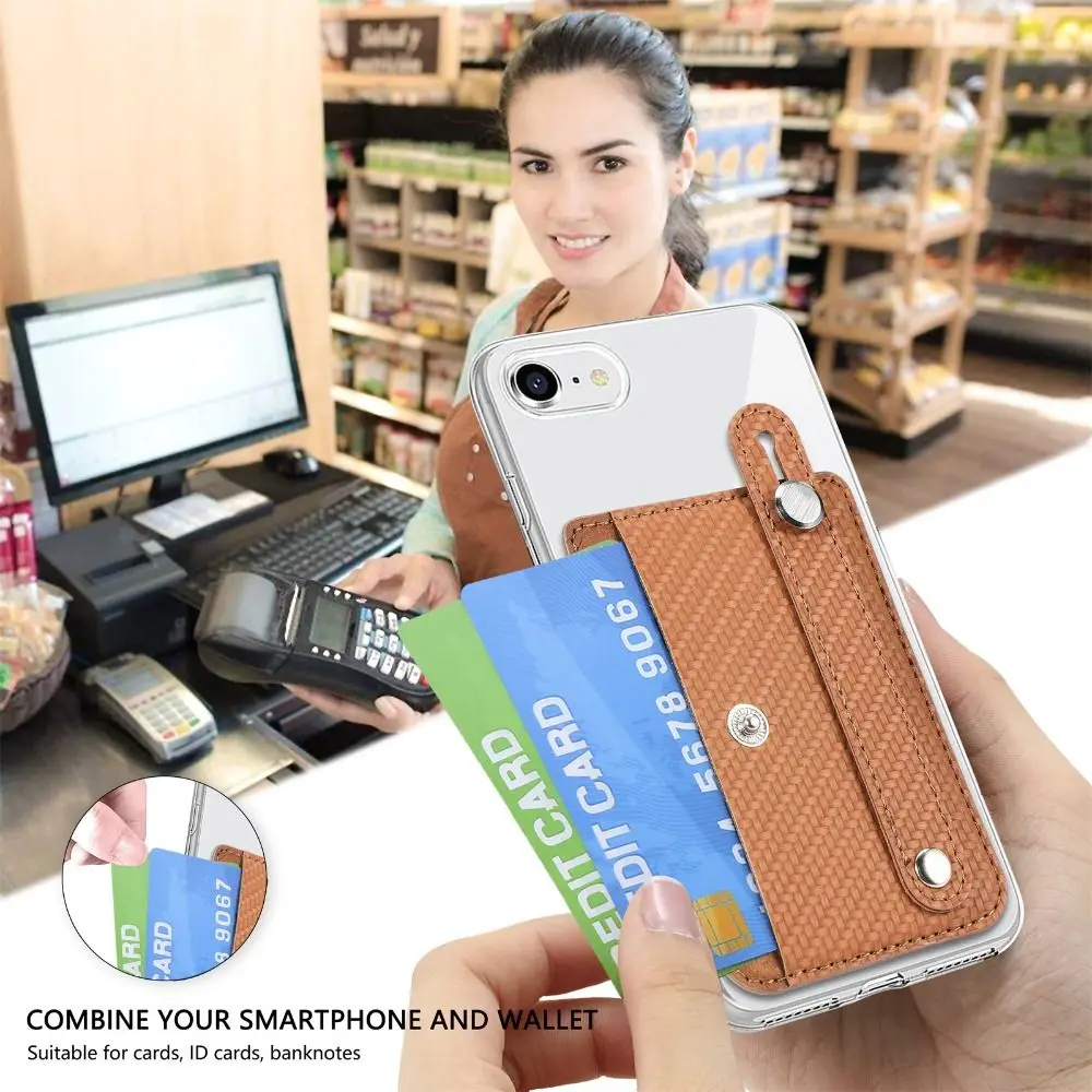 

Universal Mobile Phone Card Bag Portable Adhesive Back Sticker Leather Phone Stand Holder Multifunctional Creative Card Clip