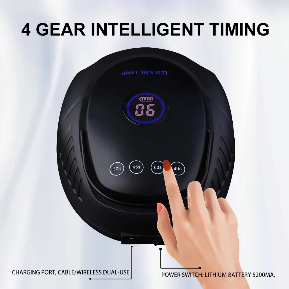 64W Rechargeable Nail Dryer Professional LED/UV Light Nail Machine Nail Lamp With Timing Function Nail Art Equipment Tool 4