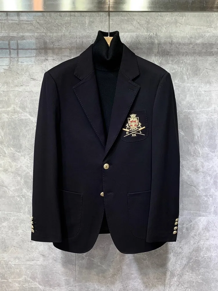 British Style Mens Suit Jacket Single Breasted Slim Fit Business Casual Blazers Spirng Autumn Solid Color Men Fashion Outerwear