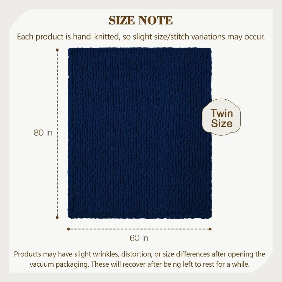 Chunky Knit Throw Blanket 60 X 80 Twin Size 100 Hand Made Large Chenille Loop Yarn Soft Fluffy Throws for Couch Sofa Bed Big Cr