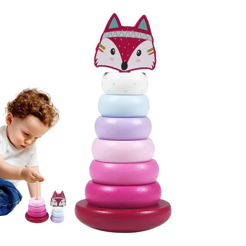 

Rainbow Tower Toy Wooden Rainbow Stacked Sorting Toy early Educational Learning Toy Brain Development Toys For Toddler Gift