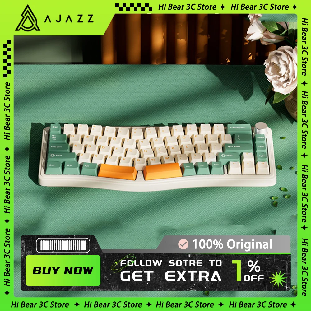 

AJAZZ AKS068pro Mechanical Keyboard Multifunctional Knob Three Mode RGB Hot Swap Wireless Gaming Keyboard VIA Gasket Office Gift