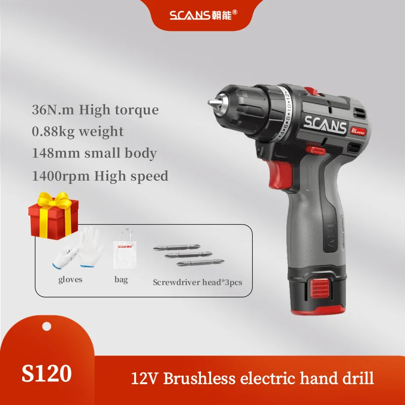 SCANS Brushless Screwdrive 12V Cordless Drill/Driver 36Nm Lithium Battery Rechargeable Power Tools S120 new original genuine spot sinamics s120 power module 6sl3130 6te21 6aa3