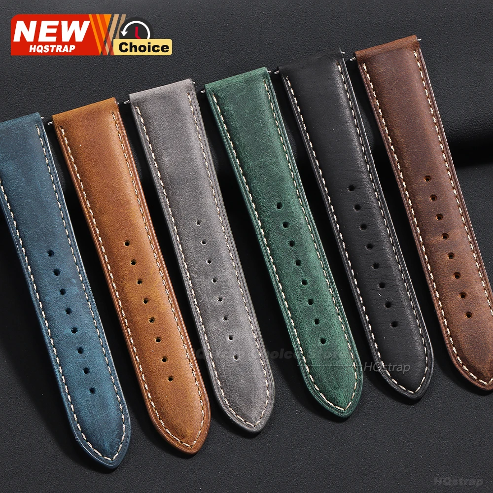 Vintage-Style Leather Watch Strap - Unisex Retro Wristband Replacement