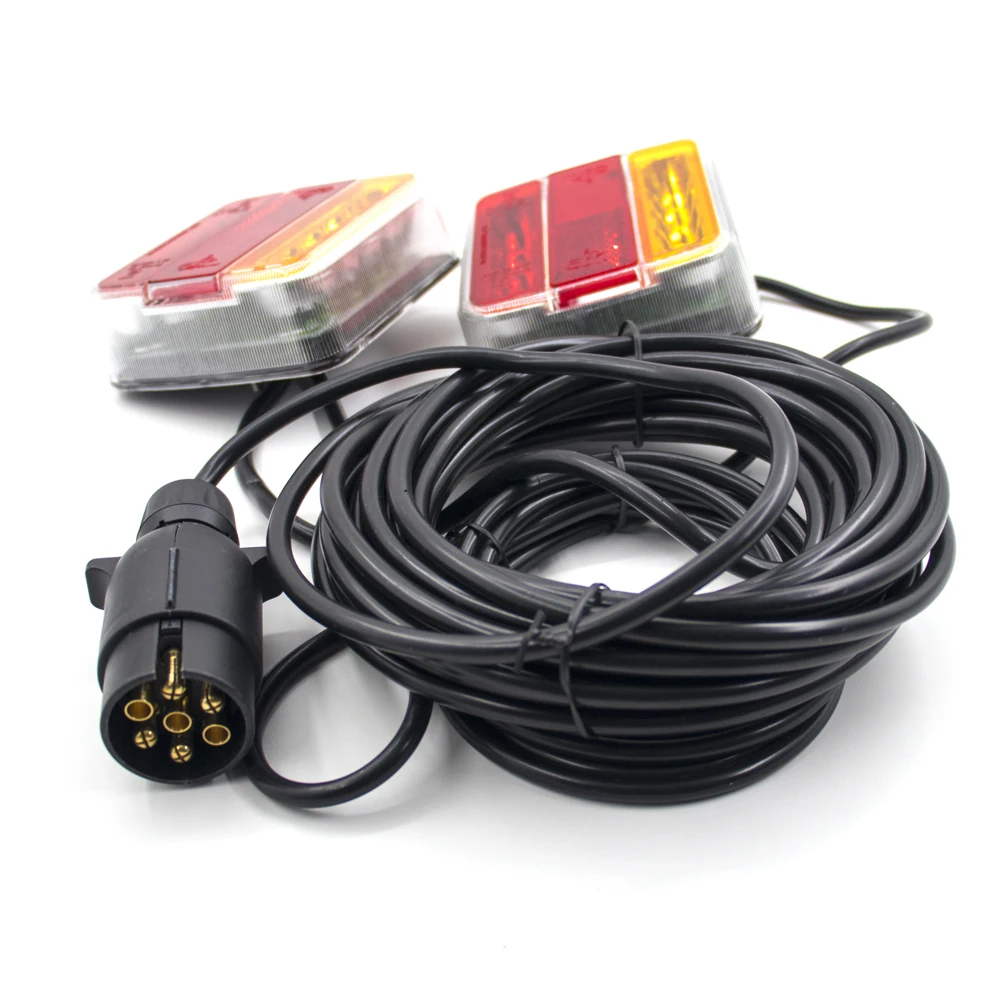 1 Set Rear Towing Tail Light 12V24V 10m 18 LED Trailer 7 Pin Universal Brake Stop Lamp License Number Plate Reflector Waterproof