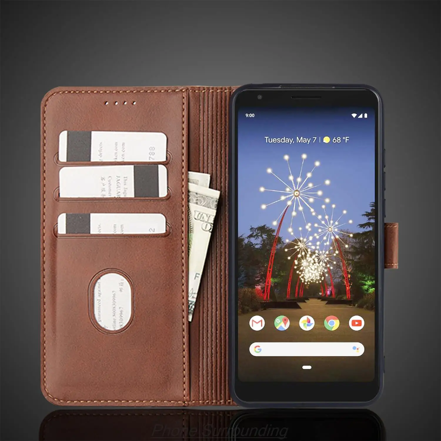 지갑 플립 커버 가죽 케이스, Google Pixel 3A 5.6 in/Pixel 3A XL 6.0 in Pu 가죽 휴대폰 가방 보호 홀스터 Fundas Coque