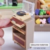 1:12 Scale Miniature Dollhouse Sofa Oven Bookcase Refrigerator Model For Doll Pretend Play Mini Kitchen Decor Accessories Toy 1