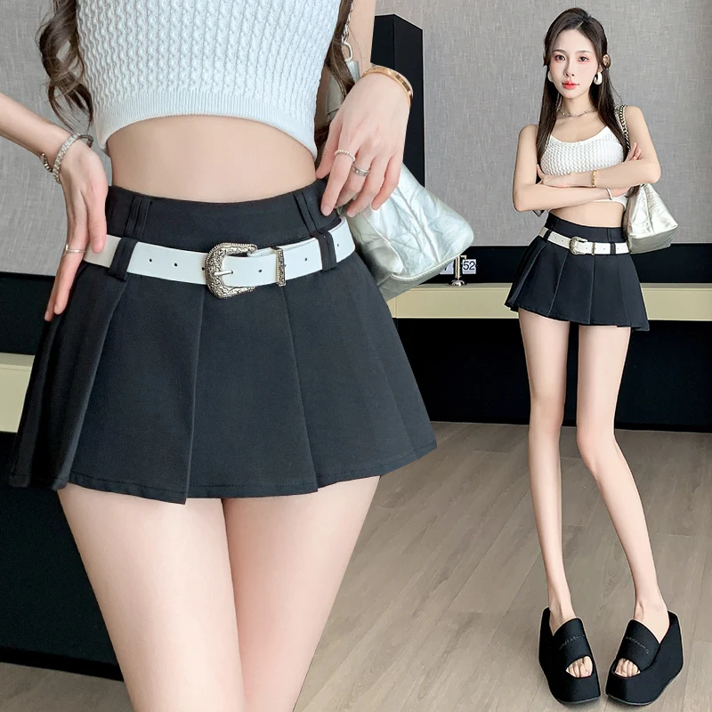 Y2K Irregular Pleated Mini Skirts Women High Waist Solid A Line Skirt Petite. Sexy. Korean Streetwear Casual Skirt