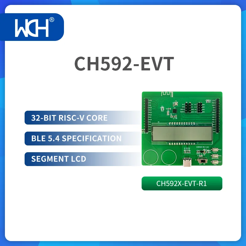 Evaluation Board PCB Board PCB Board Assembly Printed Circuit Board 1/2Pcs/Lot CH592 Evaluation Board Bluetooth Low Energy(BLE) 5.4 USB 2.0 Full-Speed Segment LCD 2.4Ghz RF
