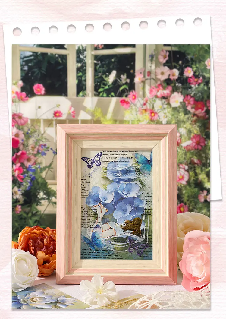 10 teile/paket Relief Ästhetische Blumen Materialien Papier DIY Scrapbooking Junk Journal Collage Fotoalbum Retro Hintergrund Papier – Detail 5
