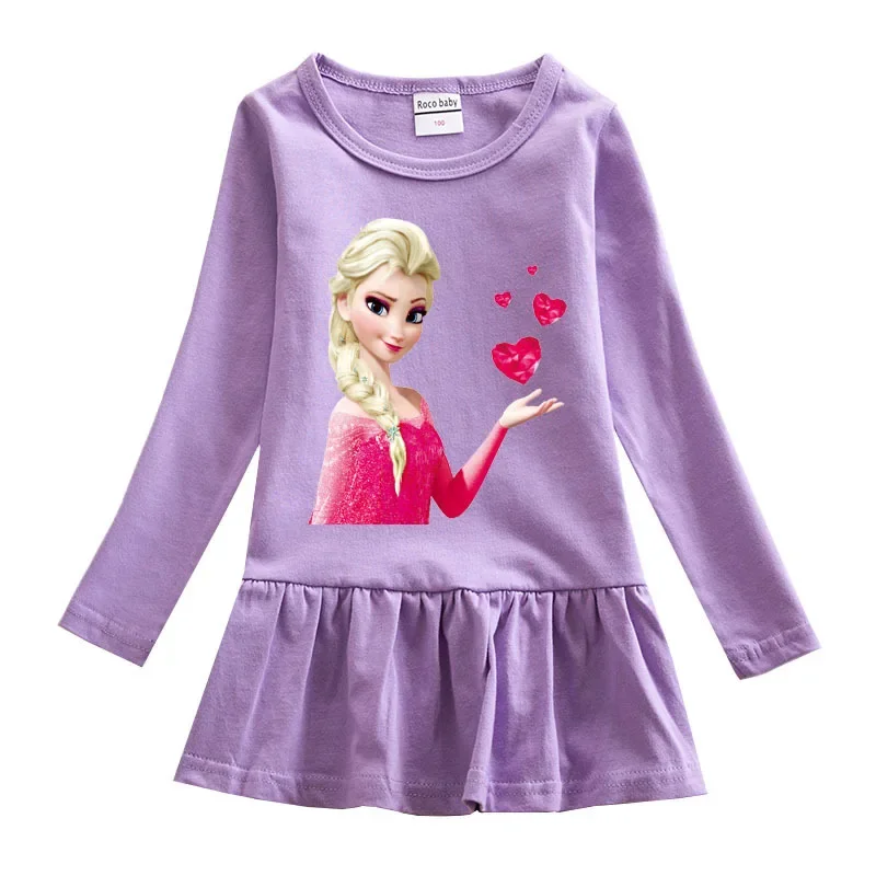 

MINISO Spring and Autumn New Style Frozen Princess Foreign Trade Children's Clothing Pure Cotton Girls Cartoon Dress Baby Skirt