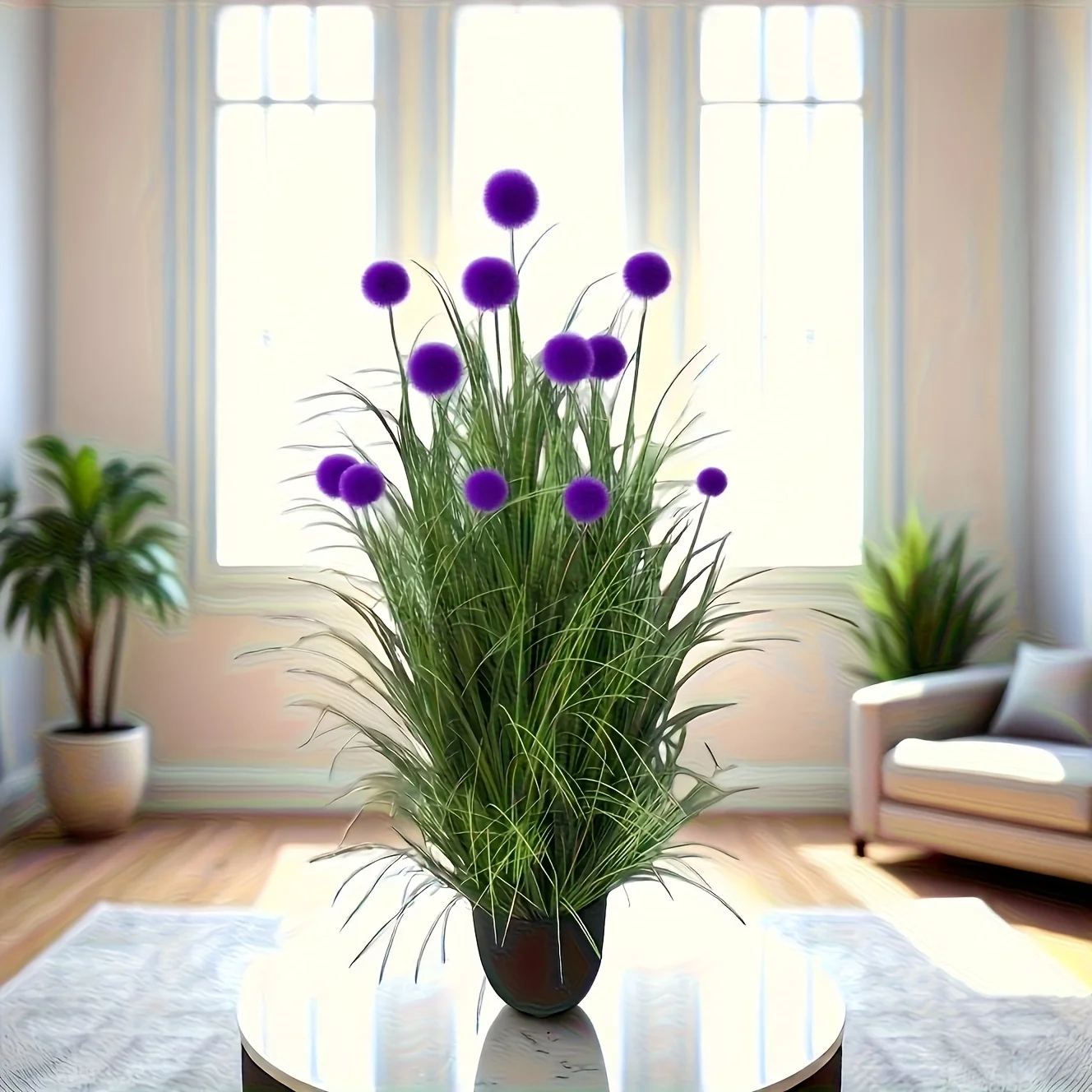 5pcs Purple Bulbous Grass Artificial Plants,Suitable for Home Decoration, Festival Party Decoration,Courtyard Garden Decoration 6